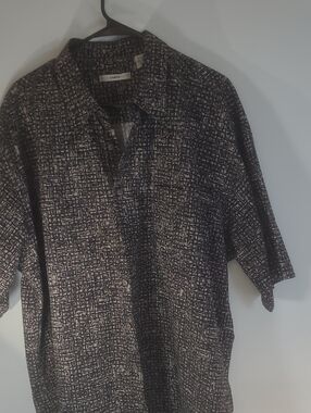 Campia Moda Mens Black Geo-Print XXL Short Sleeve Button-Down Shirt